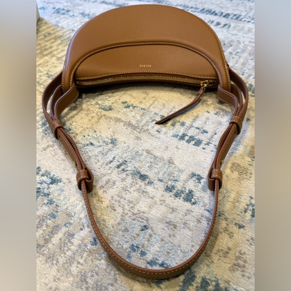 POLÈNE Numéro Dix Textured Camel Leather Crescent Shoulder Crossbody Bag - Picture 5 of 11